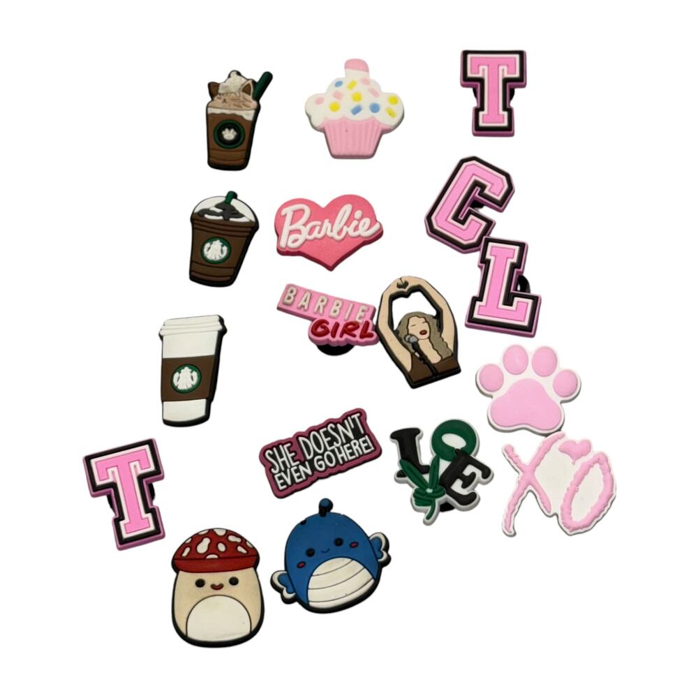 17 Lot Shoe Charms Barbie Squishmallow Starbucks Mean Girls Crocs PVC - Picture 2 of 6